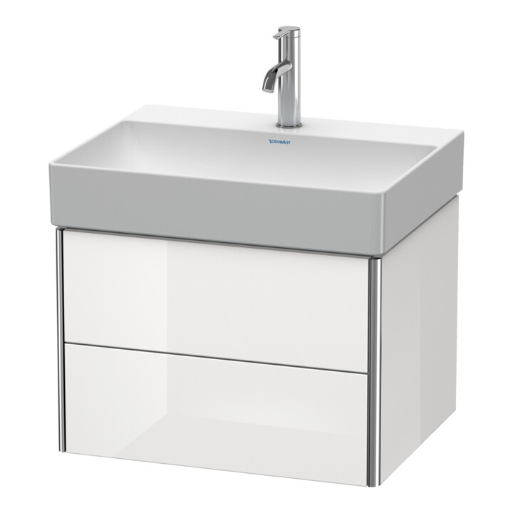 Duravit Meuble sous lavabo XSquare 58,4x46 cm, blanc brillant, 2 tiroirs, suspendu