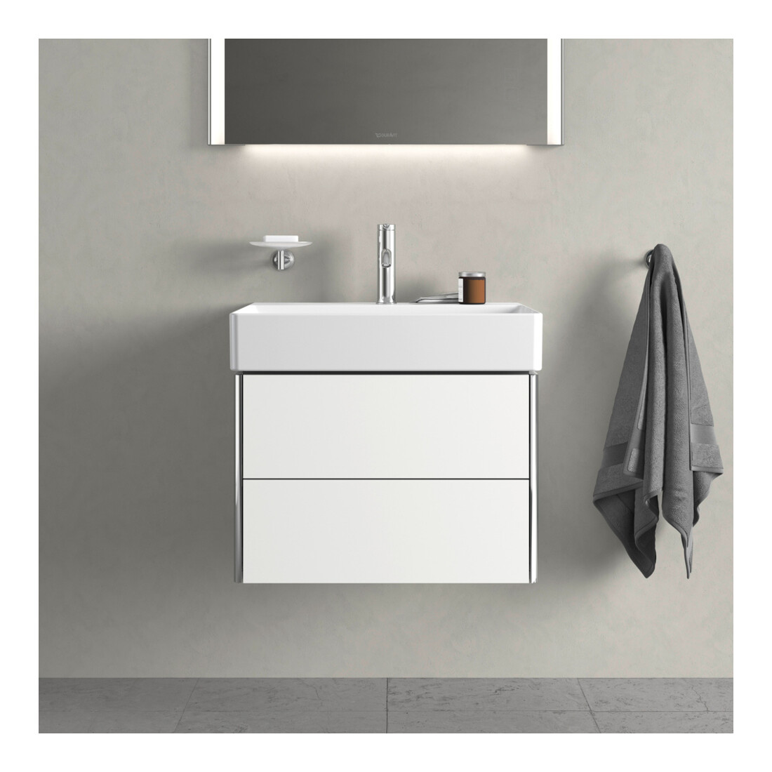 Duravit Meuble sous lavabo XSquare 58,4x46 cm, blanc mat, 2 tiroirs, suspendu