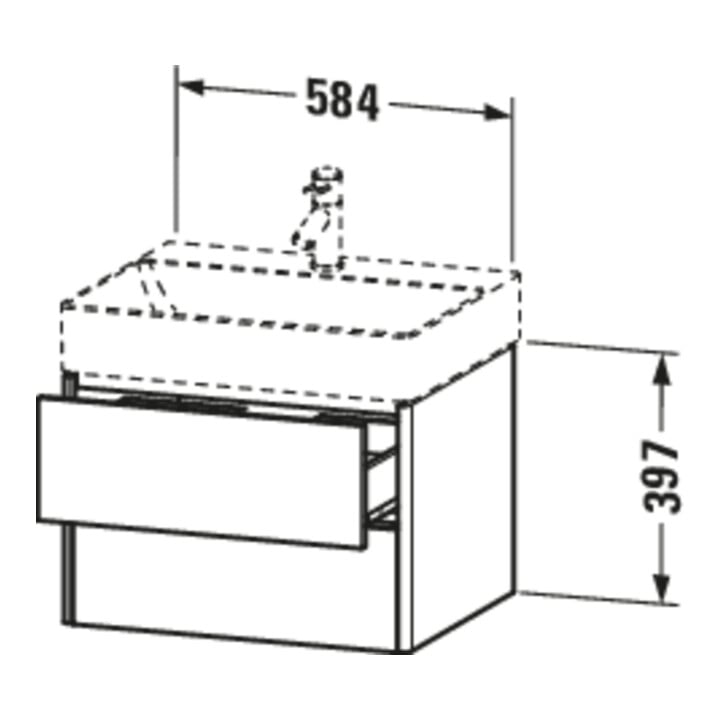 Duravit Meuble sous lavabo XSquare 58,4x46 cm, blanc mat, 2 tiroirs, suspendu