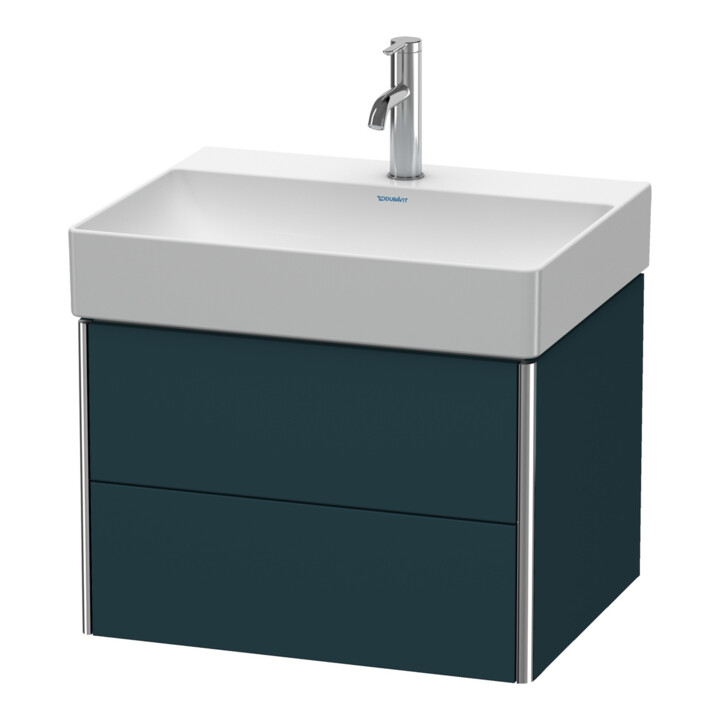 Duravit Meuble sous lavabo XSquare 58,4x46 cm, bleu mat, 2 tiroirs, suspendu