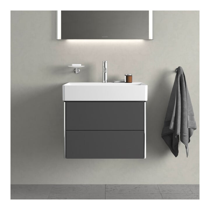 Duravit Meuble sous lavabo XSquare 58,4x46 cm, graphite mat, 2 tiroirs, suspendu