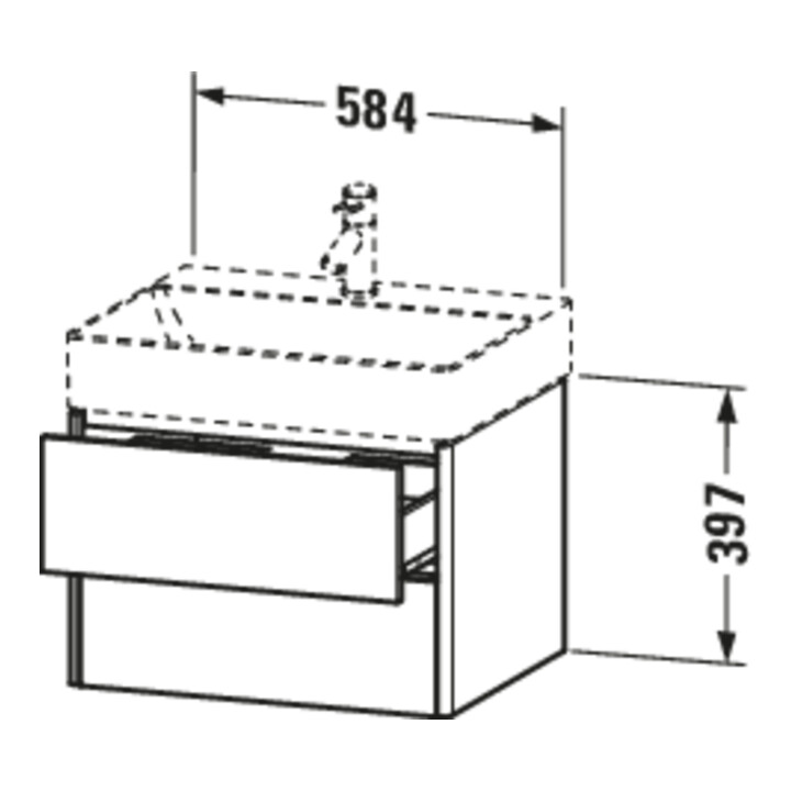 Duravit Meuble sous lavabo XSquare 58,4x46 cm, graphite mat, 2 tiroirs, suspendu