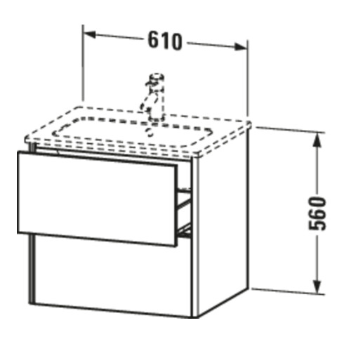 Duravit Meuble sous-lavabo XSquare 61x47,8 cm, bas, 2 tiroirs, suspendu