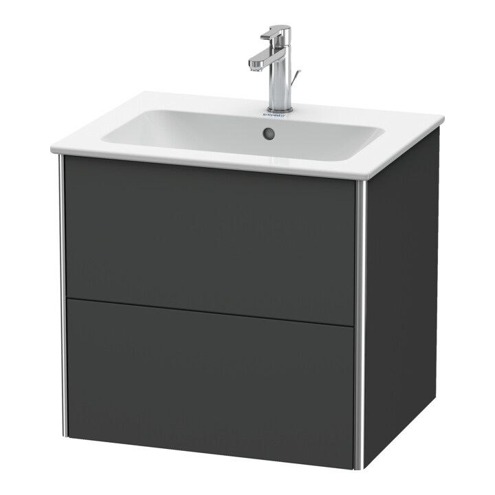Duravit Meuble sous lavabo XSquare 61x47,8 cm, graphite mat, 2 tiroirs, suspendu