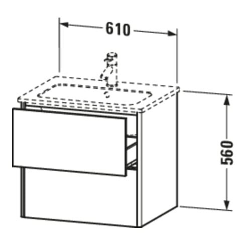 Duravit Meuble sous lavabo XSquare 61x47,8 cm, graphite mat, 2 tiroirs, suspendu