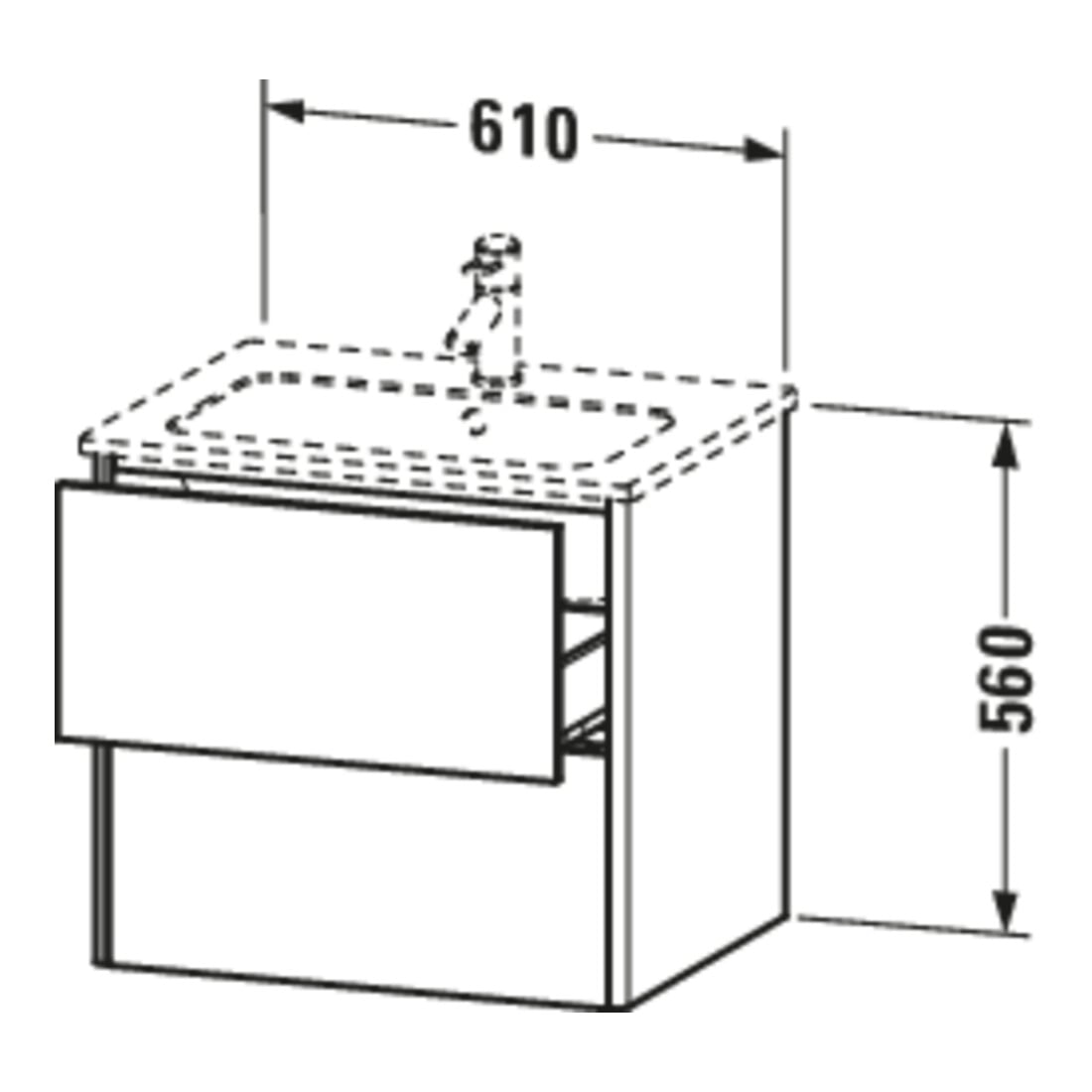 Duravit Meuble sous lavabo XSquare 61x47,8 cm, graphite mat, 2 tiroirs, suspendu