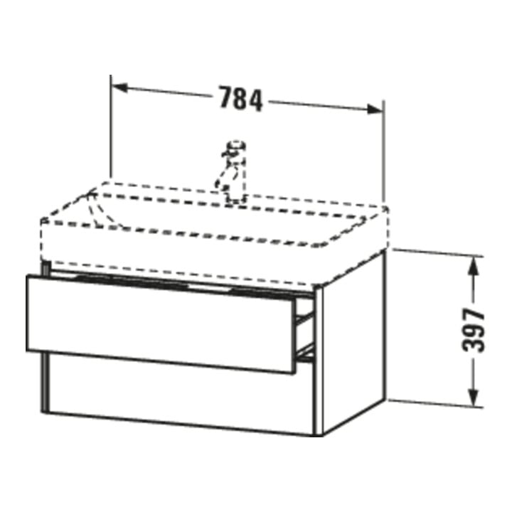 Duravit Meuble sous lavabo XSquare 78,4x46 cm, blanc brillant, 2 tiroirs, suspendu