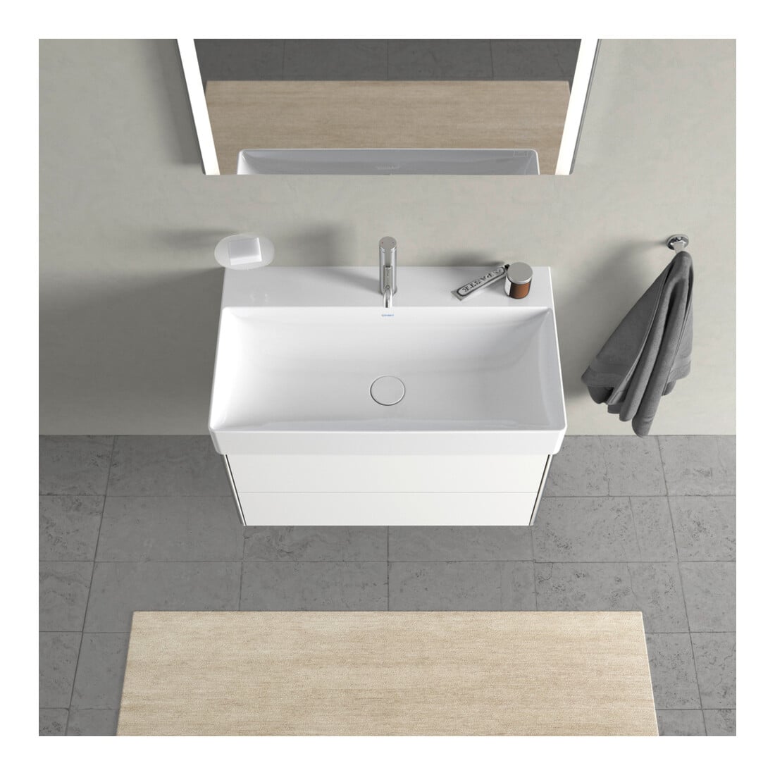 Duravit Meuble sous lavabo XSquare 78,4x46 cm, blanc mat, 2 tiroirs, suspendu