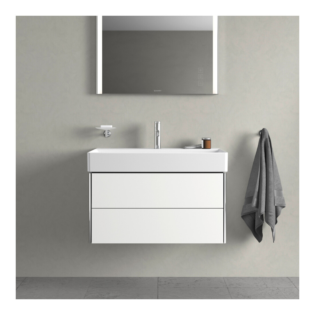 Duravit Meuble sous lavabo XSquare 78,4x46 cm, blanc mat, 2 tiroirs, suspendu