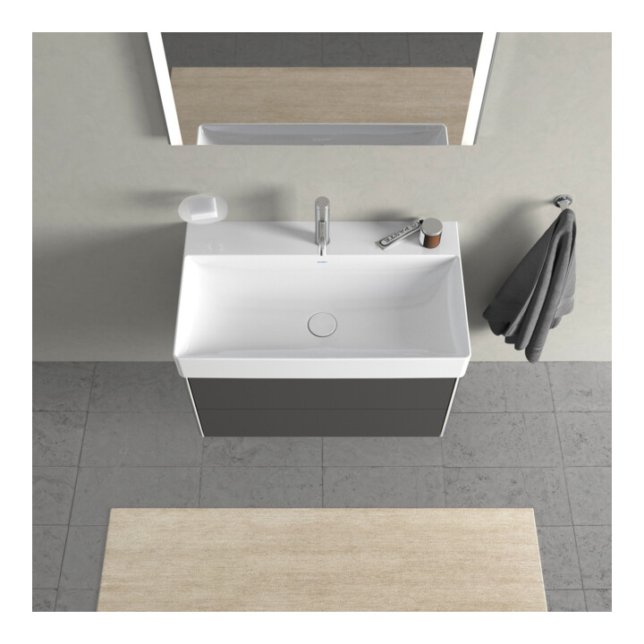 Duravit Meuble sous lavabo XSquare 78,4x46 cm, graphite mat, 2 tiroirs, suspendu