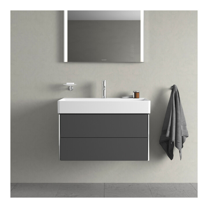 Duravit Meuble sous lavabo XSquare 78,4x46 cm, graphite mat, 2 tiroirs, suspendu