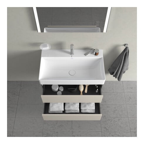 Duravit Meuble sous-lavabo XSquare 78,4x46 cm, taupe, 2 tiroirs, suspendu