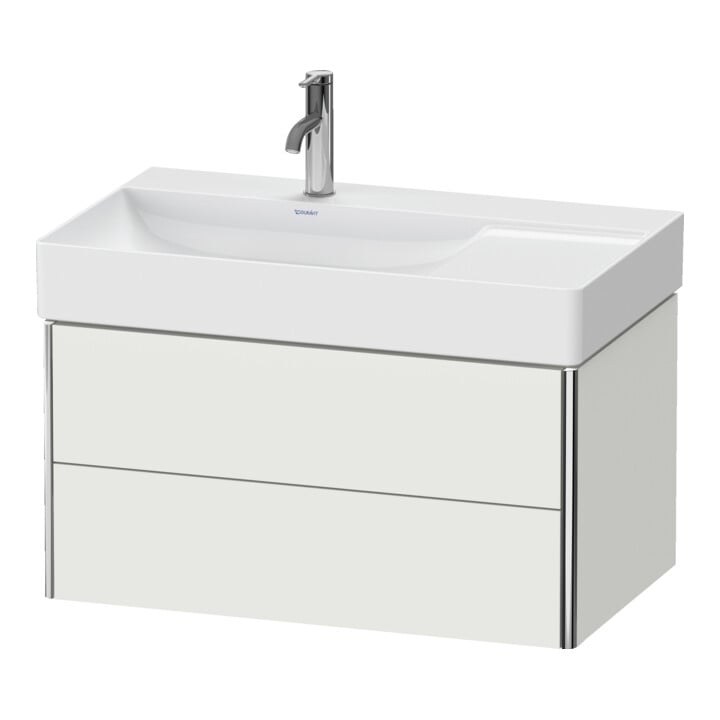 Duravit Meuble sous lavabo XSquare 78,4x46x39,7 cm, 2 tiroirs, blanc laqué, bois blanc, sans miroir
