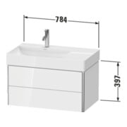 Duravit Meuble sous lavabo XSquare 78,4x46x39,7 cm, 2 tiroirs, blanc laqué, bois blanc, sans miroir-5