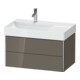 Duravit Meuble sous-lavabo XSquare 78,4x46x39,7 cm, 2 tiroirs, blanc laqué, façade gris haute brillance