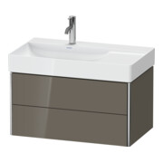 Duravit Meuble sous-lavabo XSquare 78,4x46x39,7 cm, 2 tiroirs, blanc laqué, façade gris haute brillance-2