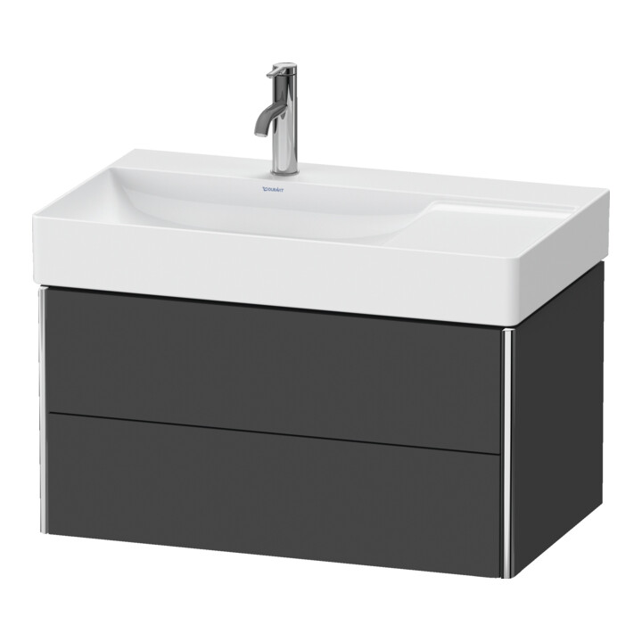 Duravit Meuble sous lavabo XSquare 78,4x46x39,7 cm, 2 tiroirs, blanc laqué, graphite mat