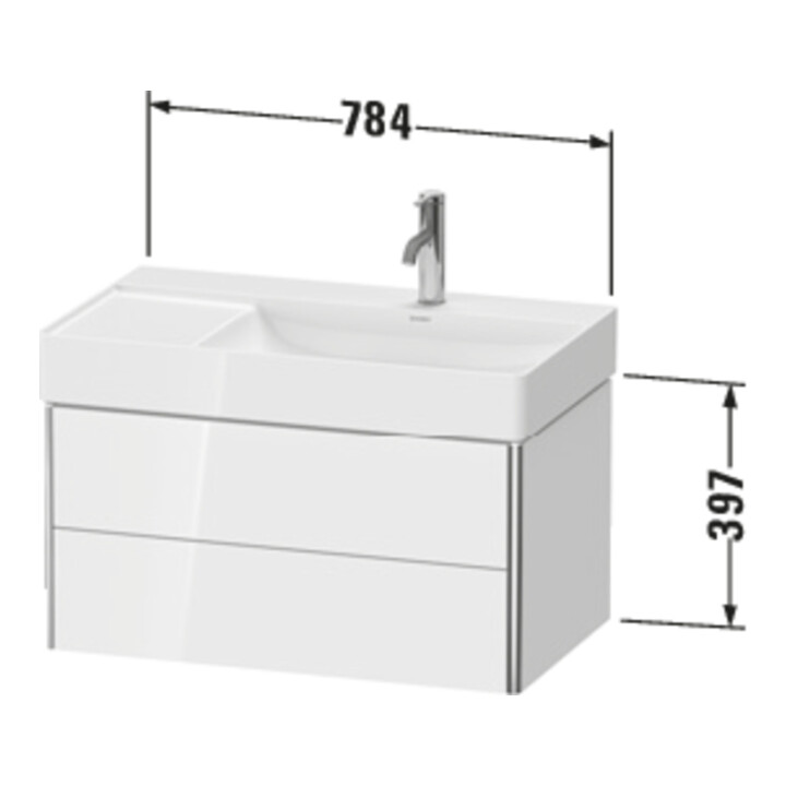 Duravit Meuble sous-lavabo XSquare 78,4x46x39,7 cm, 2 tiroirs, blanc mat