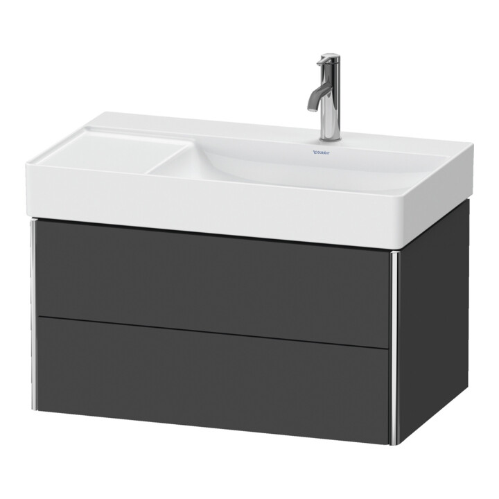 Duravit Meuble sous-lavabo XSquare 78,4x46x39,7 cm, 2 tiroirs, gris graphite mat