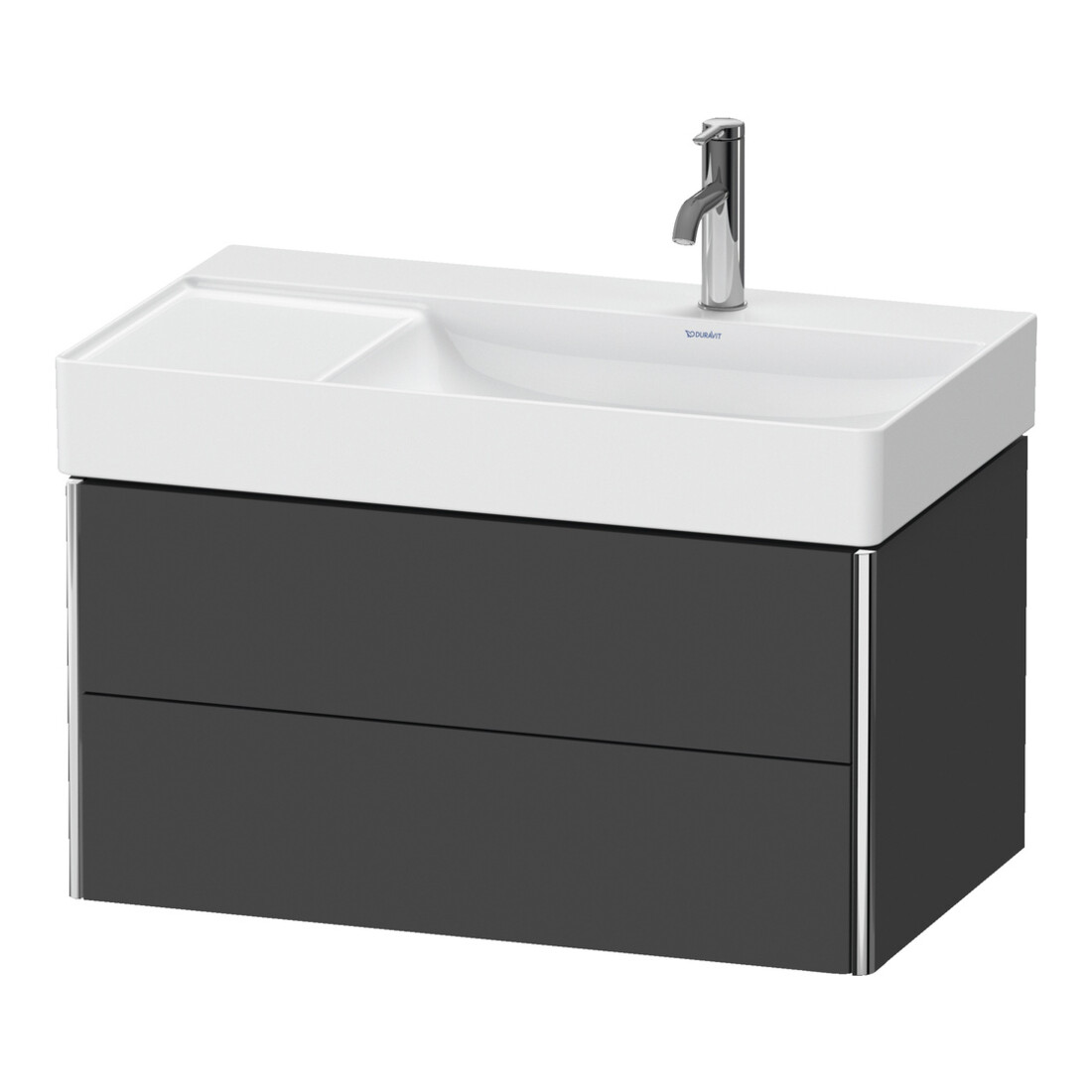 Duravit Meuble sous-lavabo XSquare 78,4x46x39,7 cm, 2 tiroirs, gris graphite mat