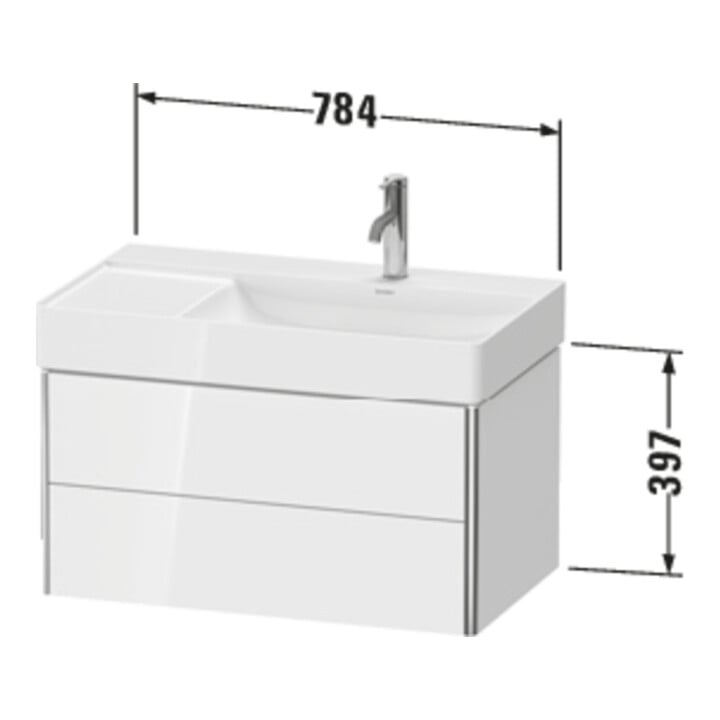 Duravit Meuble sous-lavabo XSquare 78,4x46x39,7 cm, 2 tiroirs, gris graphite mat