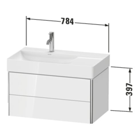 Duravit Meuble sous-lavabo XSquare 78,4x46x39,7 cm, 2 tiroirs, gris mat