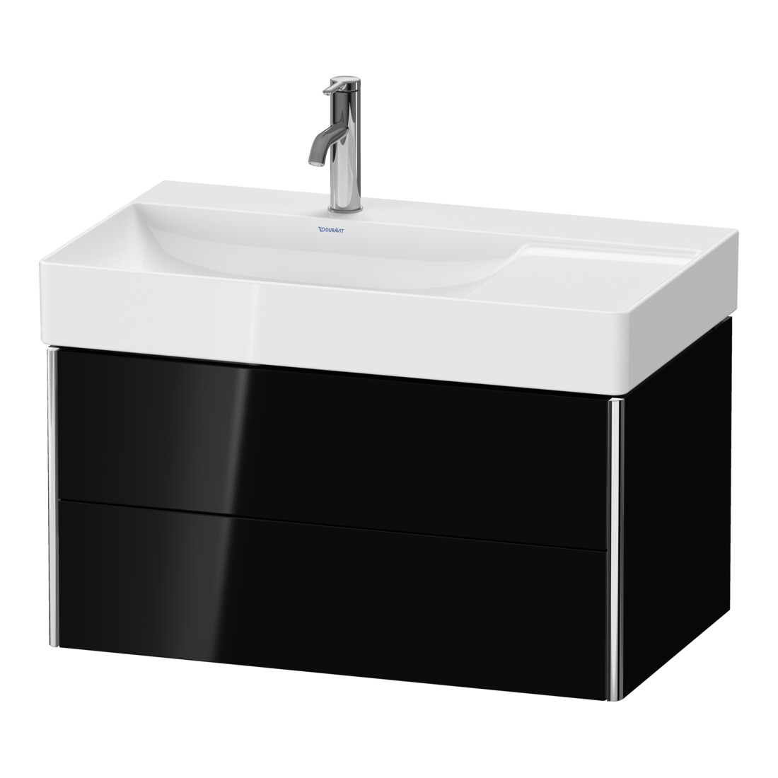 Duravit Meuble sous lavabo XSquare 78,4x46x39,7 cm, 2 tiroirs, suspendu, blanc brillant