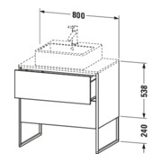 Duravit Meuble sous-lavabo XSquare 80x54,8 cm, blanc mat, 2 tiroirs, pose debout-5