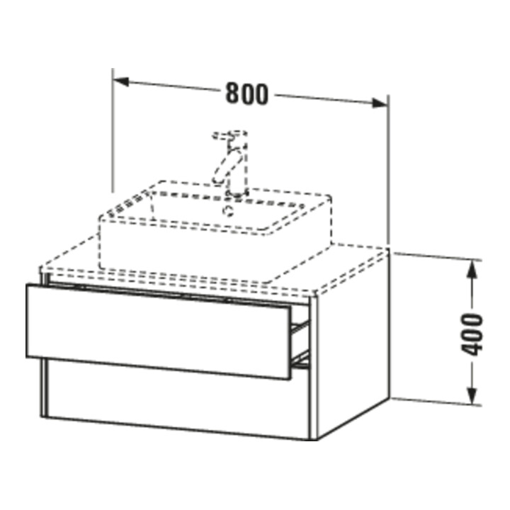 Duravit Meuble sous-lavabo XSquare 80x54,8 cm, blanc mat, 2 tiroirs, suspendu