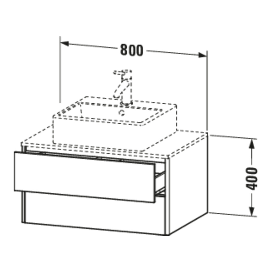 Duravit Meuble sous-lavabo XSquare 80x54,8 cm, blanc mat, 2 tiroirs, suspendu