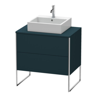 Duravit Meuble sous-lavabo XSquare 80x54,8 cm, bleu mat, sans console, 2 tiroirs, debout