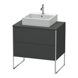 Duravit Meuble sous-lavabo XSquare 80x54,8 cm, gris mat, 2 tiroirs, pose debout