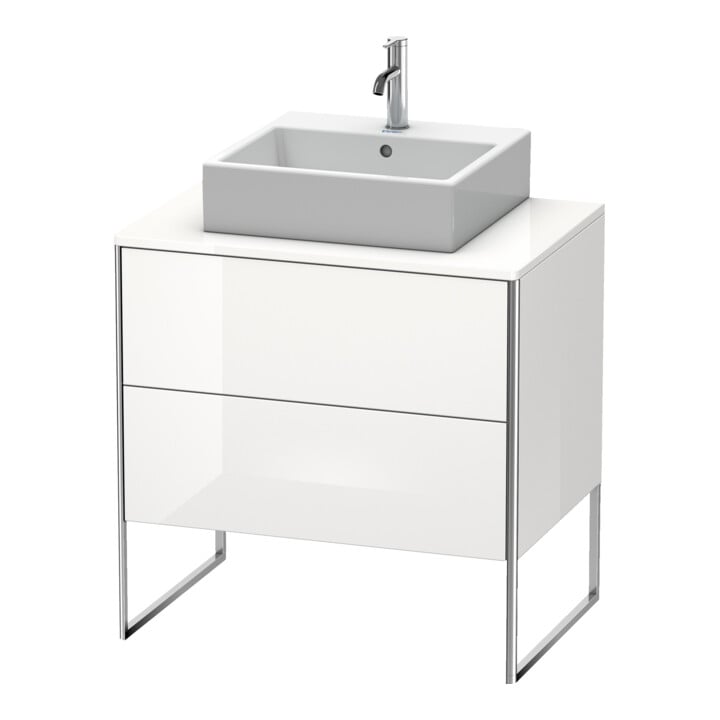 Duravit Meuble sous-lavabo XSquare 80x54,8 cm, gris mat, 2 tiroirs, pose debout