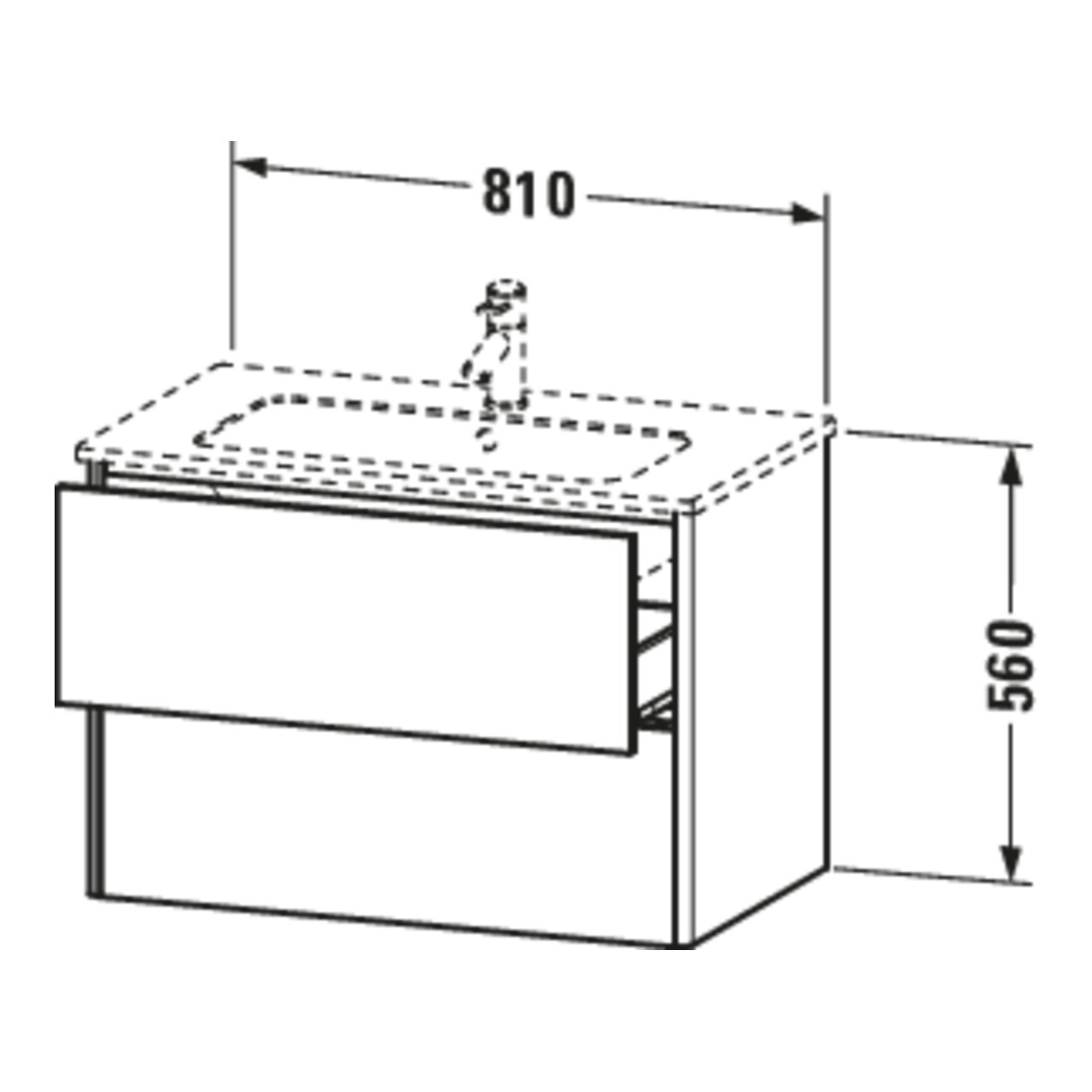 Duravit Meuble sous lavabo XSquare 81x47,8 cm, blanc mat, 2 tiroirs, suspendu