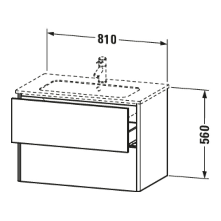 Duravit Meuble sous lavabo XSquare 81x47,8 cm, graph m, 2 tiroirs, suspendu