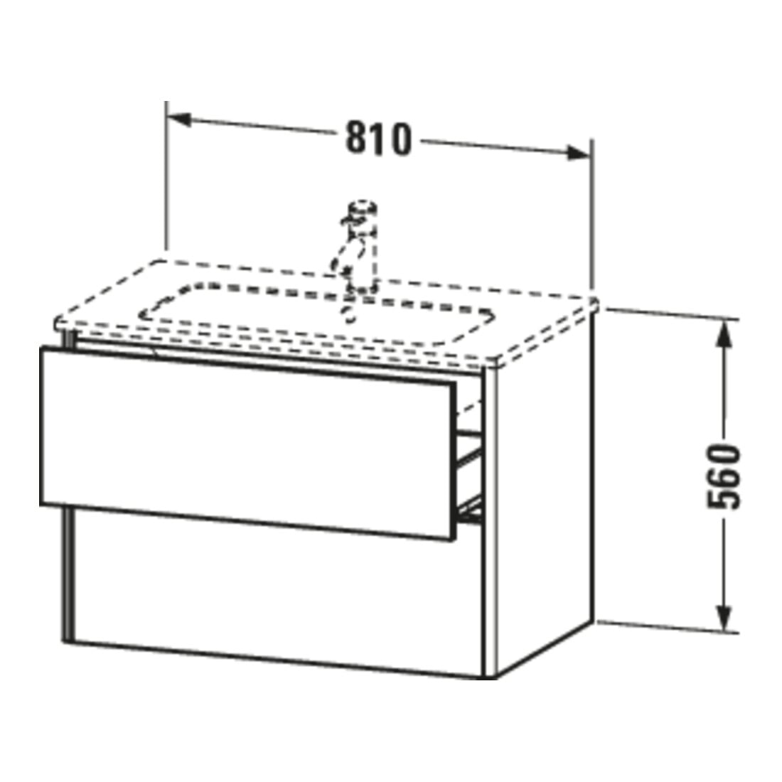 Duravit Meuble sous lavabo XSquare 81x47,8 cm, graph m, 2 tiroirs, suspendu