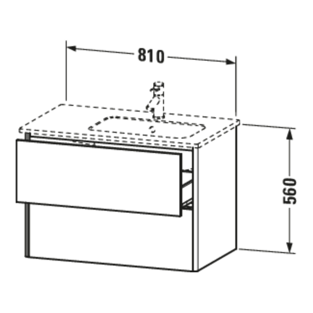 Duravit Meuble sous-lavabo XSquare 81x47,8x56 cm, 2 tiroirs, bleu mat s-matt