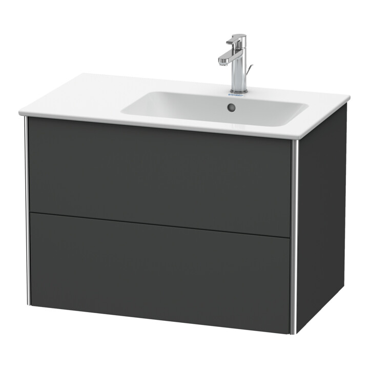 Duravit Meuble sous-lavabo XSquare 81x47,8x56 cm, 2 tiroirs, droit, suspendu, graphite m