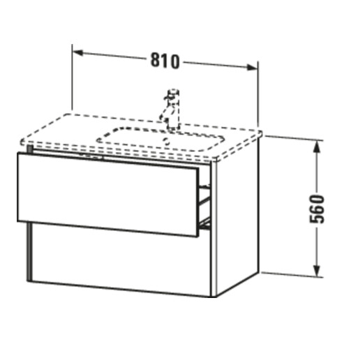 Duravit Meuble sous-lavabo XSquare 81x47,8x56 cm, 2 tiroirs, évier à droite, suspendu, blanc