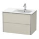 Duravit Meuble sous lavabo XSquare 81x47,8x56 cm, 2 tiroirs, évier à droite, suspendu, Taupe-2