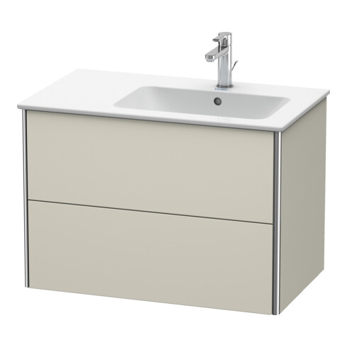 Duravit Meuble sous lavabo XSquare 81x47,8x56 cm, 2 tiroirs, évier à droite, suspendu, Taupe