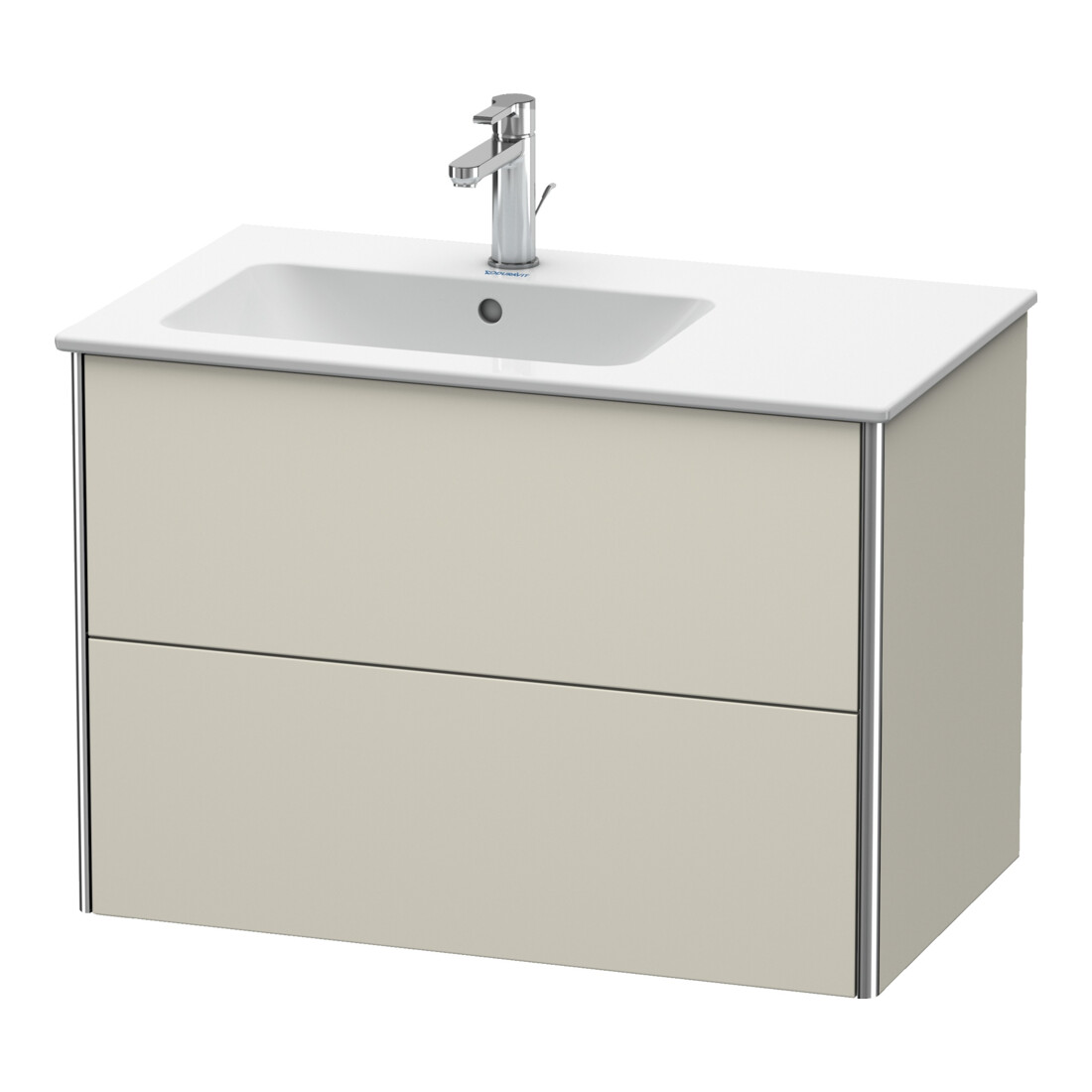 Duravit Meuble sous lavabo XSquare 81x47,8x56 cm, 2 tiroirs, évier à gauche, suspendu, Taupe