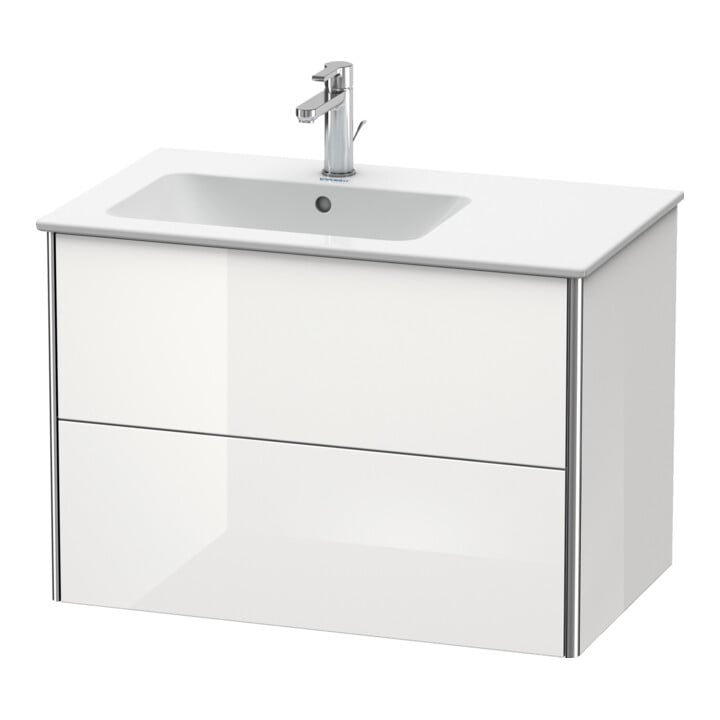 Duravit Meuble sous lavabo XSquare 81x47,8x56 cm, 2 tiroirs, gauche, suspendu, blanc brillant