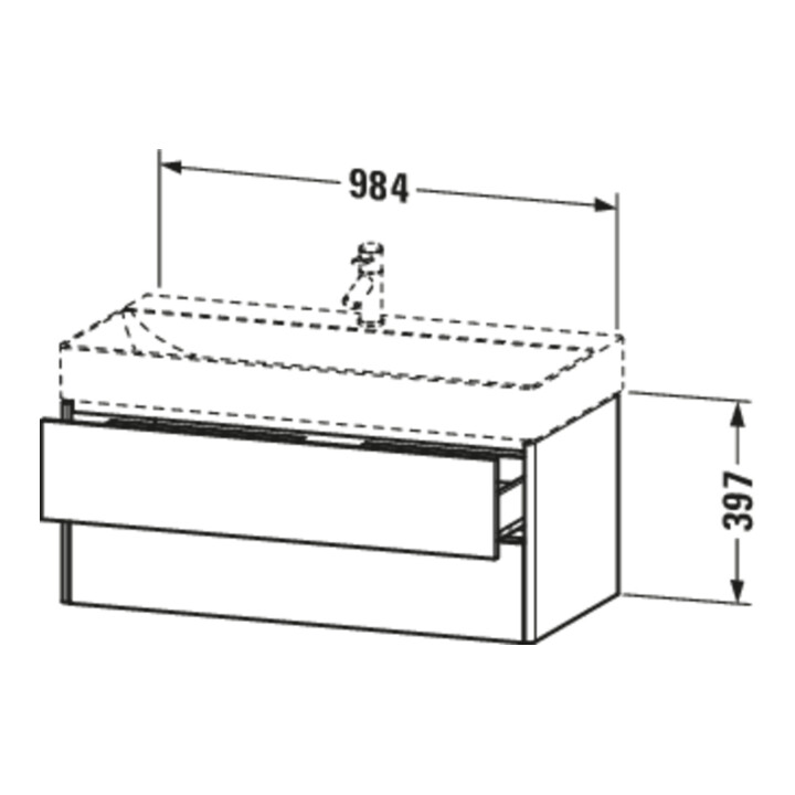 Duravit Meuble sous-lavabo XSquare 98,4x46 cm, base, 2 tiroirs, suspendu