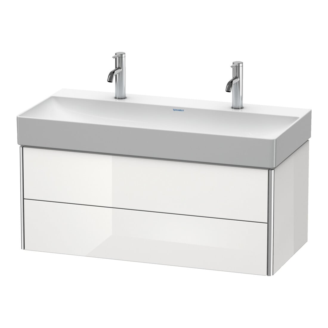 Duravit Meuble sous lavabo XSquare 98,4x46 cm, blanc brillant, 2 tiroirs, suspendu
