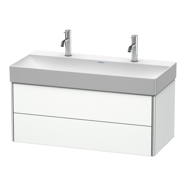 Duravit Meuble sous lavabo XSquare 98,4x46 cm, blanc mat, 2 tiroirs, suspendu