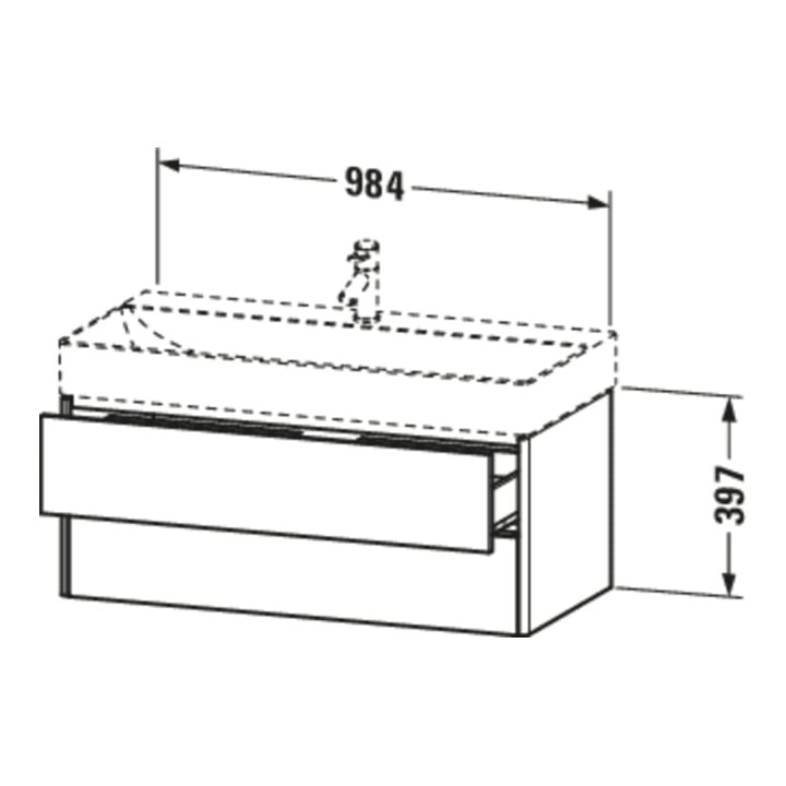 Duravit Meuble sous-lavabo XSquare 98,4x46 cm, blanc mat, 2 tiroirs, suspendu
