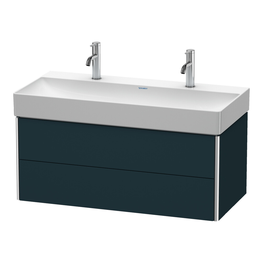 Duravit Meuble sous lavabo XSquare 98,4x46 cm, bleu mat, 2 tiroirs, suspendu