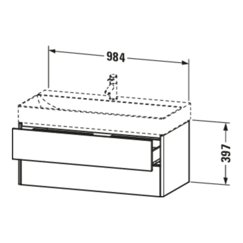 Duravit Meuble sous lavabo XSquare 98,4x46 cm, graph m, 2 tiroirs, suspendu