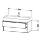 Duravit Meuble sous lavabo XSquare 98,4x46 cm, graphite mat, 2 tiroirs, suspendu